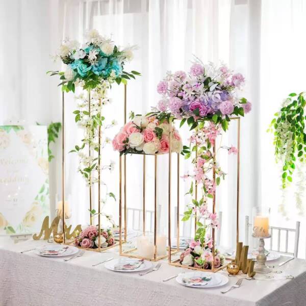 Gold Floral Pedastal Stands
